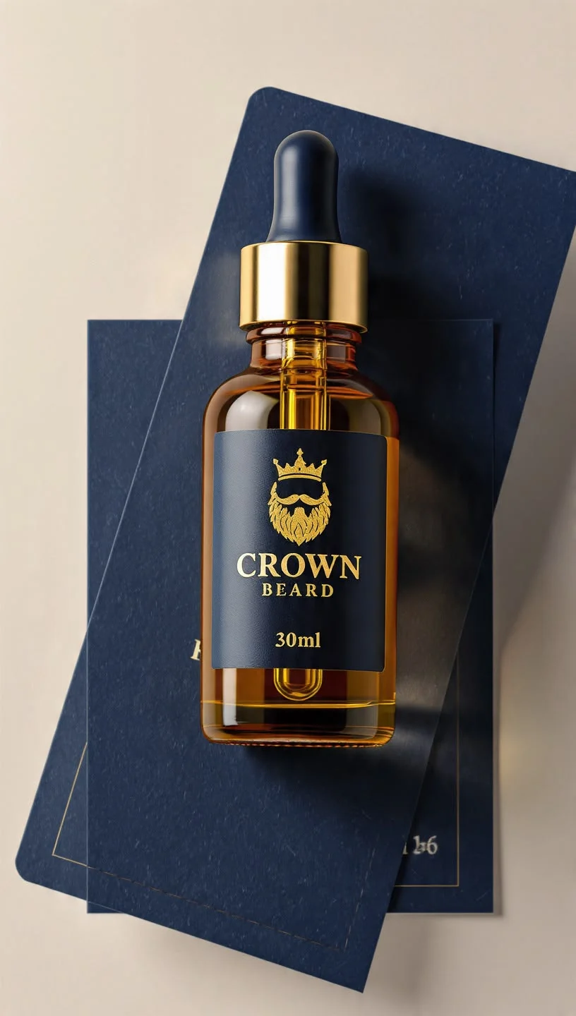 Crown Beard Oil 30 ml on a navy card